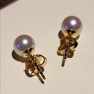 18k YG Tiffany 7mm culture pearl stud earrings